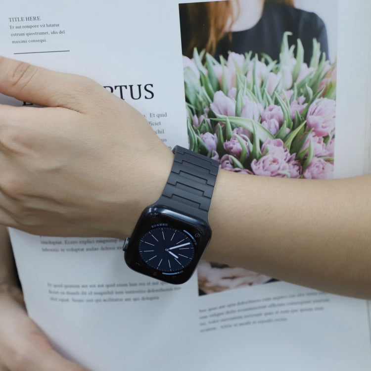 For Apple Watch Series 8 45mm Magnetic Silicone Watch Band(Midnight) by bashfashion