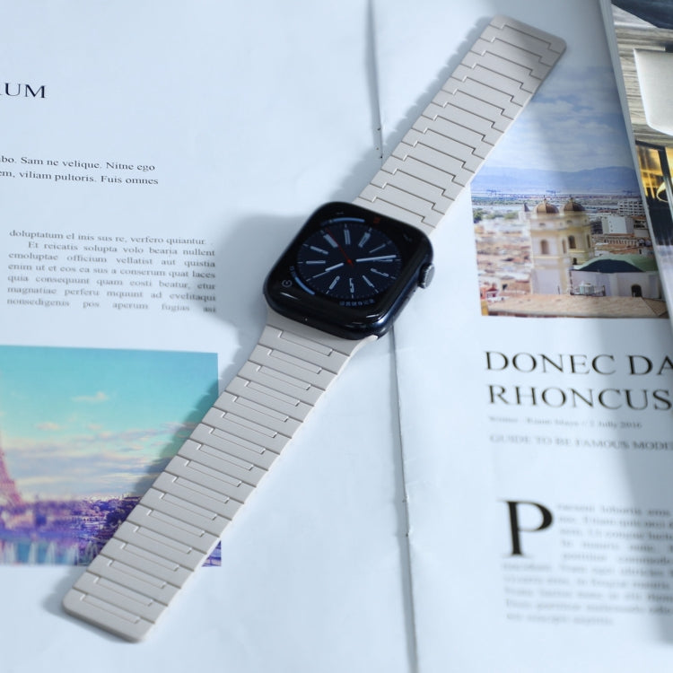 For Apple Watch Series 8 45mm Magnetic Silicone Watch Band(Starlight) by bashfashion