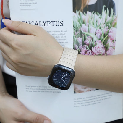 For Apple Watch Series 8 45mm Magnetic Silicone Watch Band(Starlight) by bashfashion