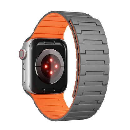 For Apple Watch Series 4 44mm Magnetic Silicone Watch Band(Grey Orange) by bashfashion
