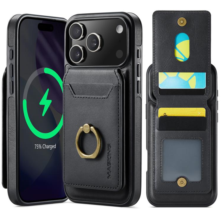 For iPhone 17 Pro Max MAGKING K1 MagSafe Detachable Wallet RFID Back Cover Phone Case(Black) by MAGKING