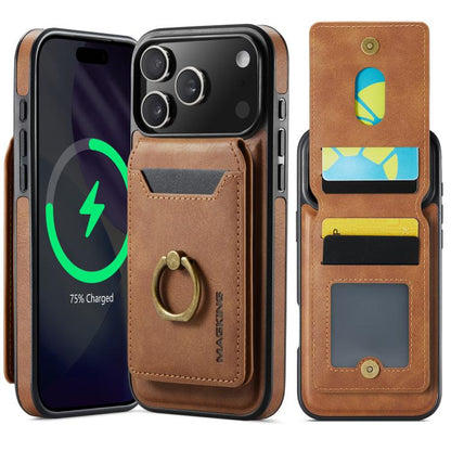 For iPhone 17 Pro Max MAGKING K1 MagSafe Detachable Wallet RFID Back Cover Phone Case(Brown) by MAGKING
