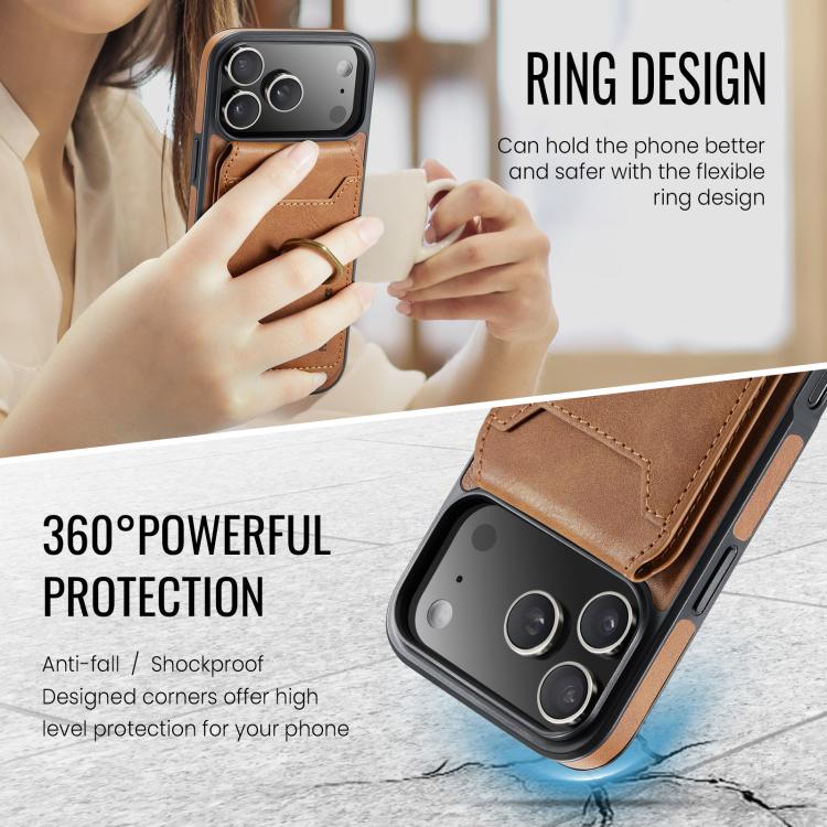 For iPhone 17 Pro Max MAGKING K1 MagSafe Detachable Wallet RFID Back Cover Phone Case(Brown) by MAGKING