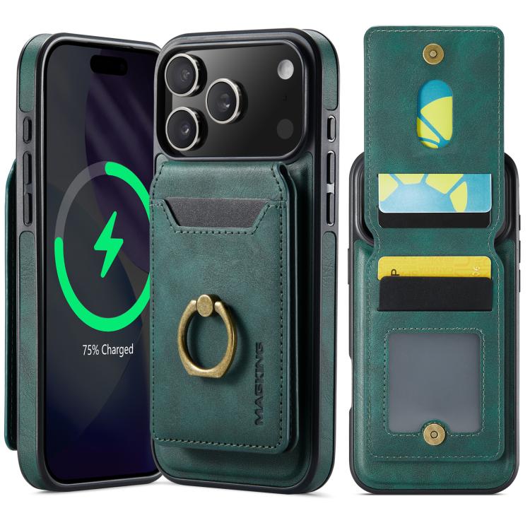 For iPhone 17 Pro Max MAGKING K1 MagSafe Detachable Wallet RFID Back Cover Phone Case(Green) by MAGKING
