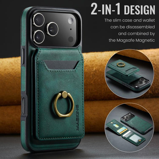 For iPhone 17 Pro Max MAGKING K1 MagSafe Detachable Wallet RFID Back Cover Phone Case(Green) by MAGKING