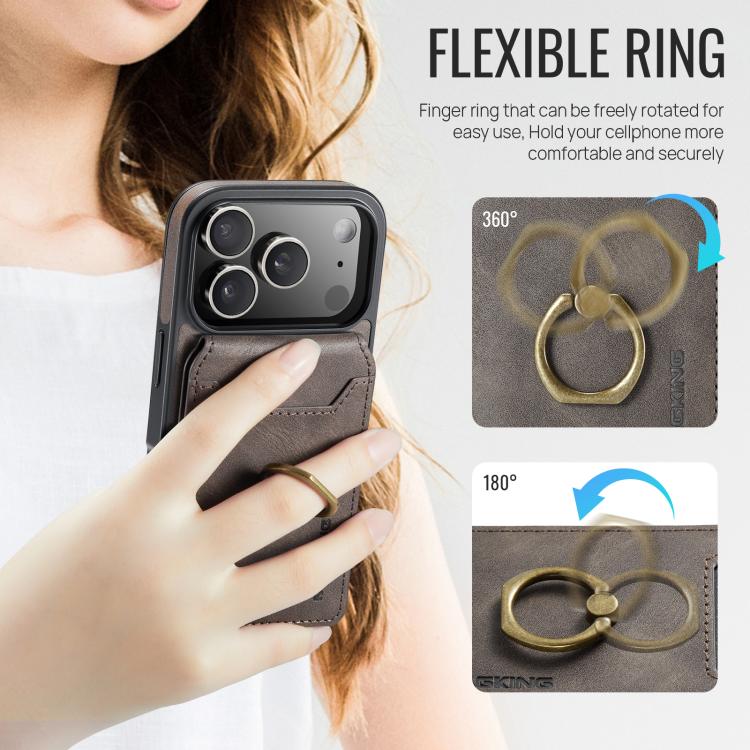 For iPhone 17 Pro MAGKING K1 MagSafe Detachable Wallet RFID Back Cover Phone Case(Coffee) by MAGKING