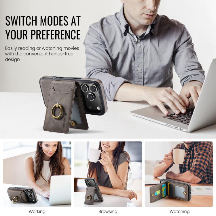 For iPhone 17 Pro MAGKING K1 MagSafe Detachable Wallet RFID Back Cover Phone Case(Coffee) by MAGKING