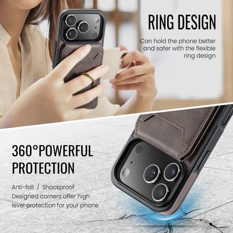 For iPhone 17 Pro MAGKING K1 MagSafe Detachable Wallet RFID Back Cover Phone Case(Coffee) by MAGKING