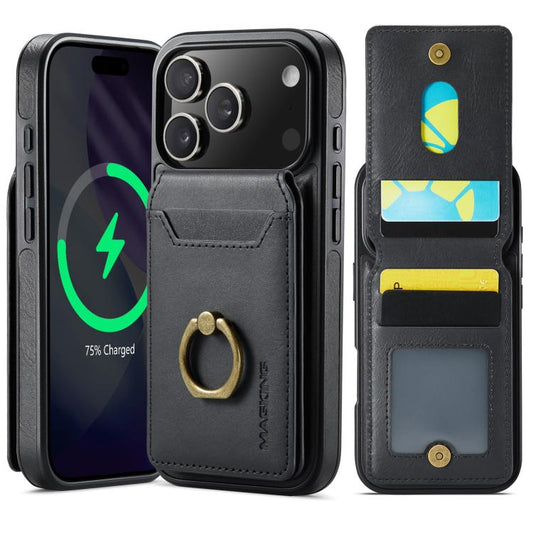 For iPhone 17 Pro MAGKING K1 MagSafe Detachable Wallet RFID Back Cover Phone Case(Black) by MAGKING