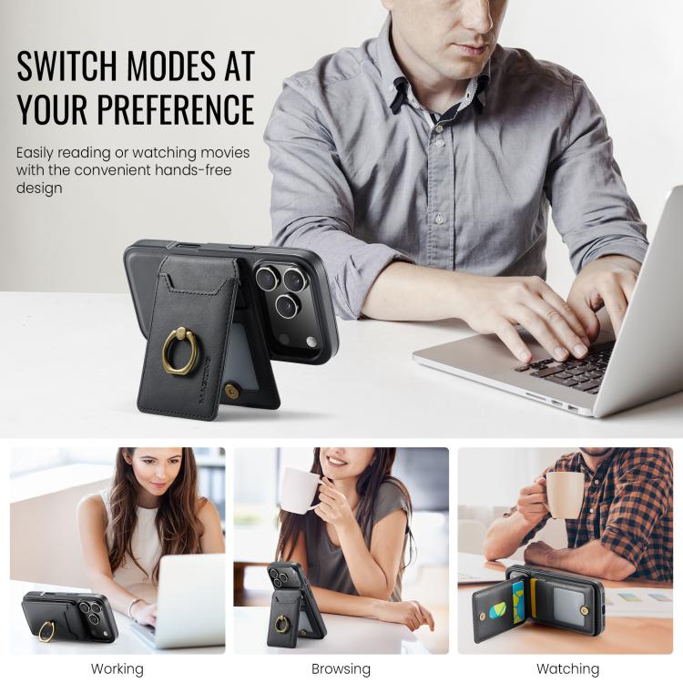 For iPhone 17 Pro MAGKING K1 MagSafe Detachable Wallet RFID Back Cover Phone Case(Black) by MAGKING