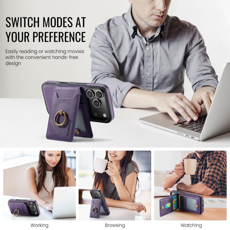 For iPhone 17 Pro MAGKING K1 MagSafe Detachable Wallet RFID Back Cover Phone Case(Purple) by MAGKING