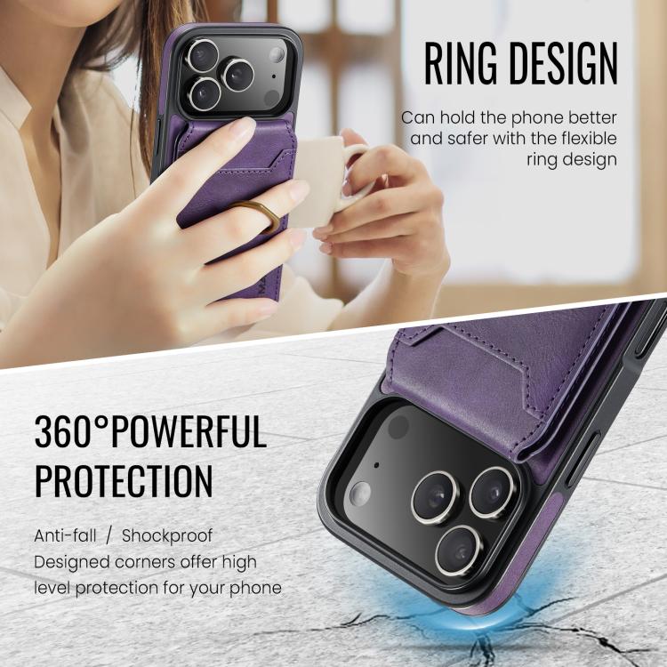 For iPhone 17 Pro MAGKING K1 MagSafe Detachable Wallet RFID Back Cover Phone Case(Purple) by MAGKING