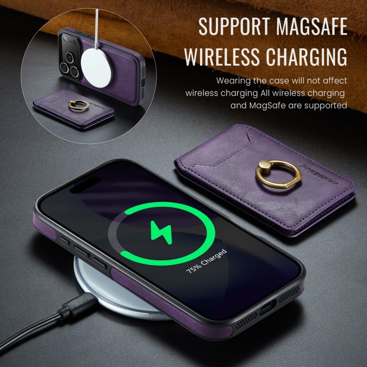 For iPhone 17 Pro MAGKING K1 MagSafe Detachable Wallet RFID Back Cover Phone Case(Purple) by MAGKING