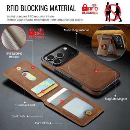 For iPhone 17 Pro MAGKING K1 MagSafe Detachable Wallet RFID Back Cover Phone Case(Brown) by MAGKING