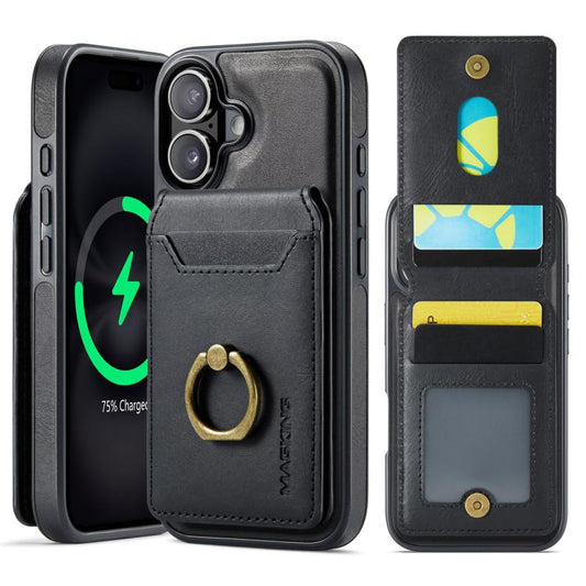 For iPhone 17 MAGKING K1 MagSafe Detachable Wallet RFID Back Cover Phone Case(Black) by MAGKING
