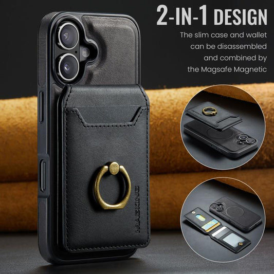 For iPhone 17 MAGKING K1 MagSafe Detachable Wallet RFID Back Cover Phone Case(Black) by MAGKING