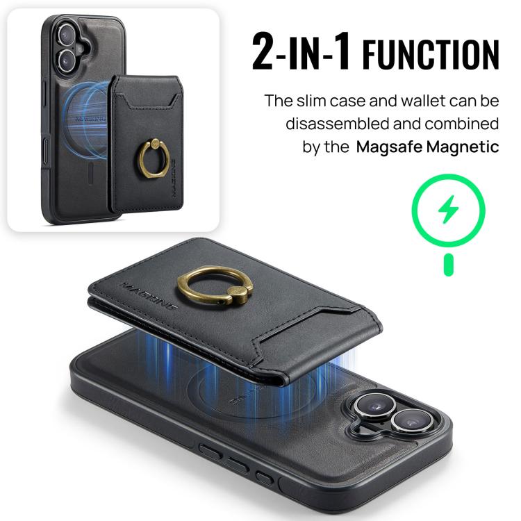 For iPhone 17 MAGKING K1 MagSafe Detachable Wallet RFID Back Cover Phone Case(Black) by MAGKING