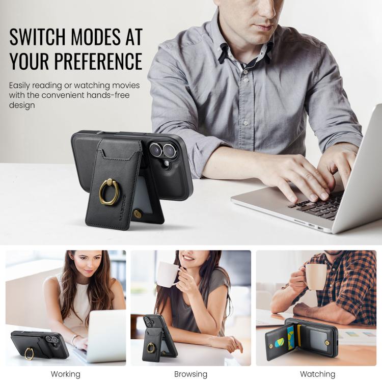 For iPhone 17 MAGKING K1 MagSafe Detachable Wallet RFID Back Cover Phone Case(Black) by MAGKING