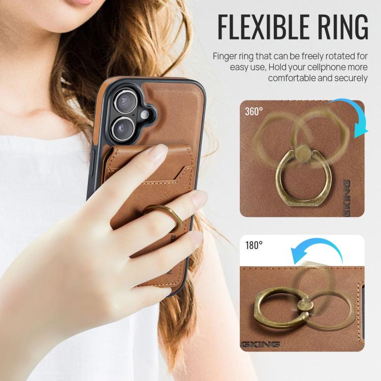 For iPhone 17 MAGKING K1 MagSafe Detachable Wallet RFID Back Cover Phone Case(Brown) by MAGKING