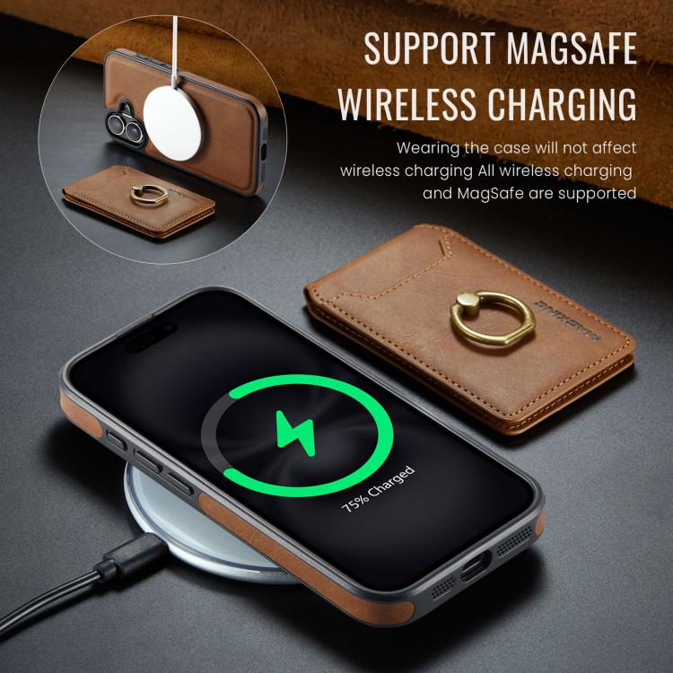 For iPhone 17 MAGKING K1 MagSafe Detachable Wallet RFID Back Cover Phone Case(Brown) by MAGKING