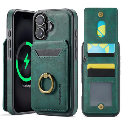 For iPhone 17 MAGKING K1 MagSafe Detachable Wallet RFID Back Cover Phone Case(Green) by MAGKING