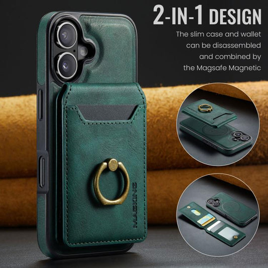 For iPhone 17 MAGKING K1 MagSafe Detachable Wallet RFID Back Cover Phone Case(Green) by MAGKING