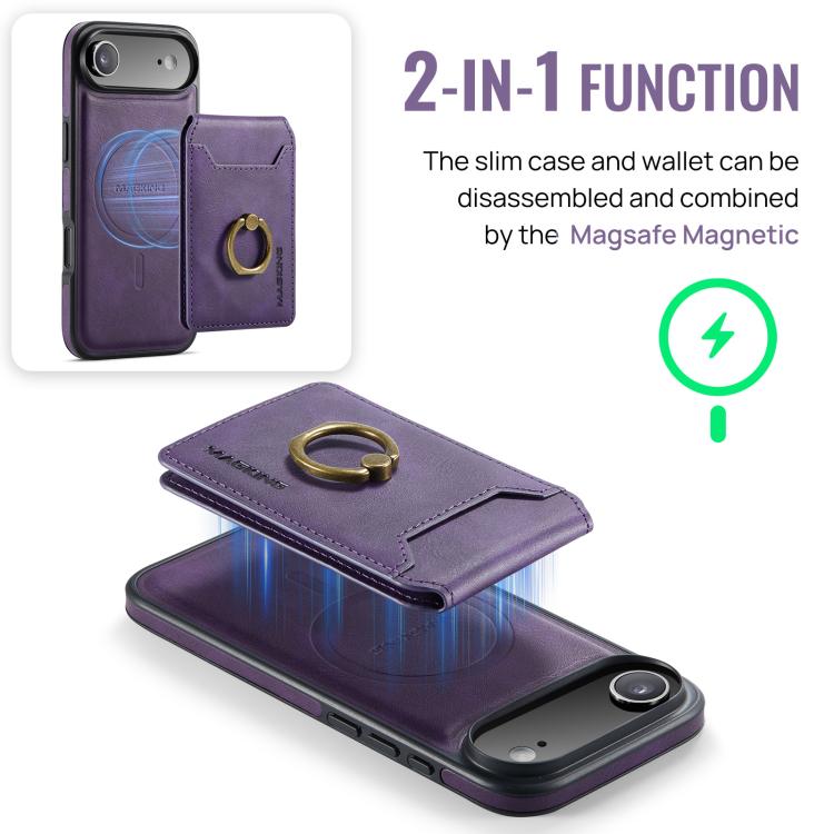 For iPhone Air MAGKING K1 MagSafe Detachable Wallet RFID Back Cover Phone Case(Purple) by MAGKING