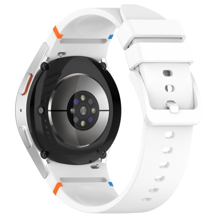 For Samsung Galaxy Watch 7 40 / 44mm Official Solid Color Stitched Silicone Watch Band(White) by bashfashion