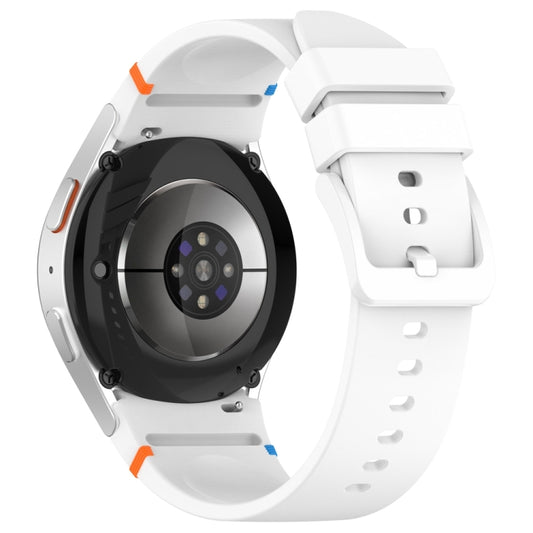 For Samsung Galaxy Watch 7 40 / 44mm Official Solid Color Stitched Silicone Watch Band(White) by bashfashion