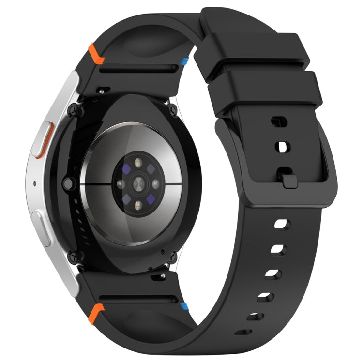 For Samsung Galaxy Watch 7 40 / 44mm Official Solid Color Stitched Silicone Watch Band(Black) by bashfashion