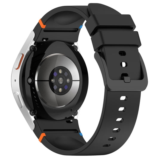 For Samsung Galaxy Watch 7 40 / 44mm Official Solid Color Stitched Silicone Watch Band(Black) by bashfashion