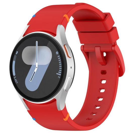 For Samsung Galaxy Watch 7 40 / 44mm Official Solid Color Stitched Silicone Watch Band(Red) by bashfashion