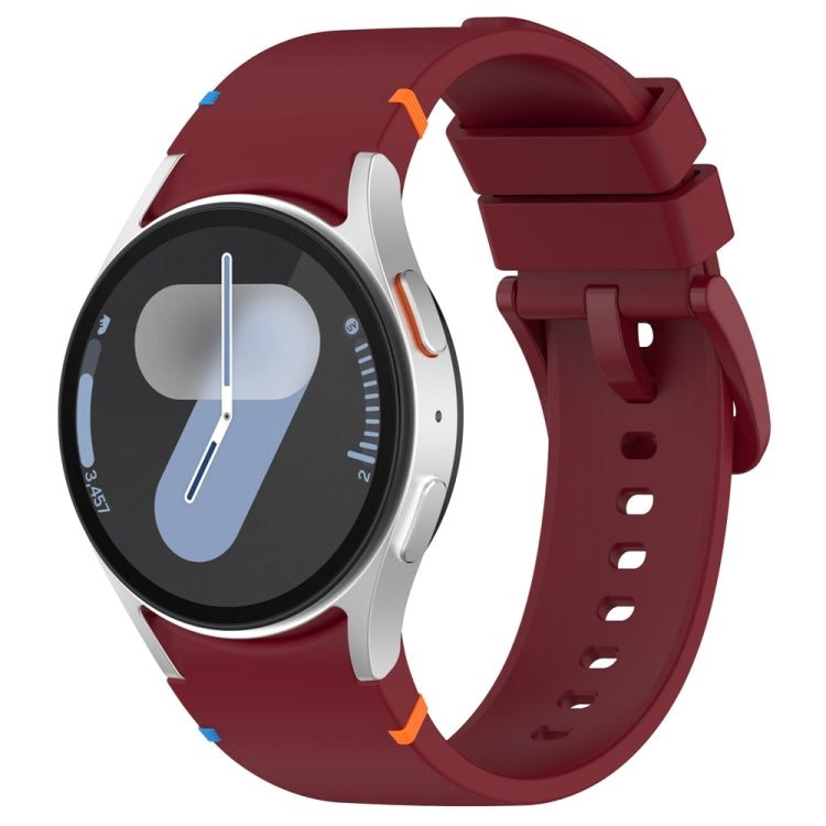 For Samsung Galaxy Watch 7 40 / 44mm Official Solid Color Stitched Silicone Watch Band(Wine Red) by bashfashion