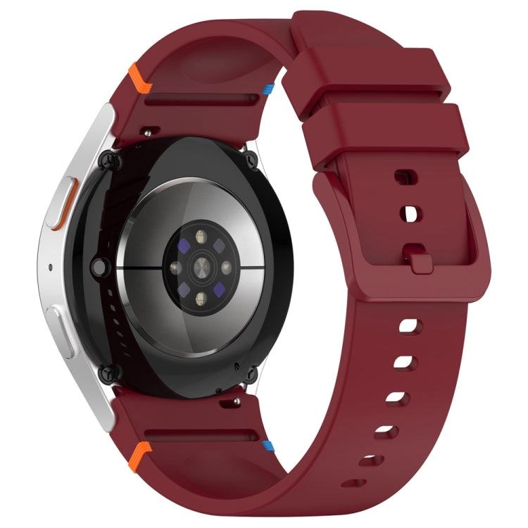 For Samsung Galaxy Watch 7 40 / 44mm Official Solid Color Stitched Silicone Watch Band(Wine Red) by bashfashion