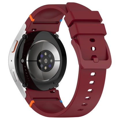 For Samsung Galaxy Watch 7 40 / 44mm Official Solid Color Stitched Silicone Watch Band(Wine Red) by bashfashion