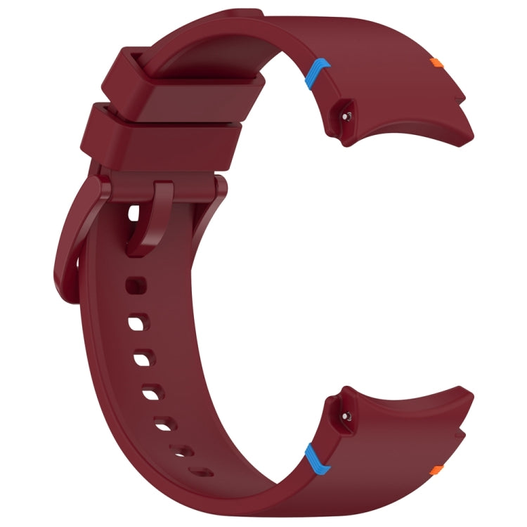 For Samsung Galaxy Watch 7 40 / 44mm Official Solid Color Stitched Silicone Watch Band(Wine Red) by bashfashion
