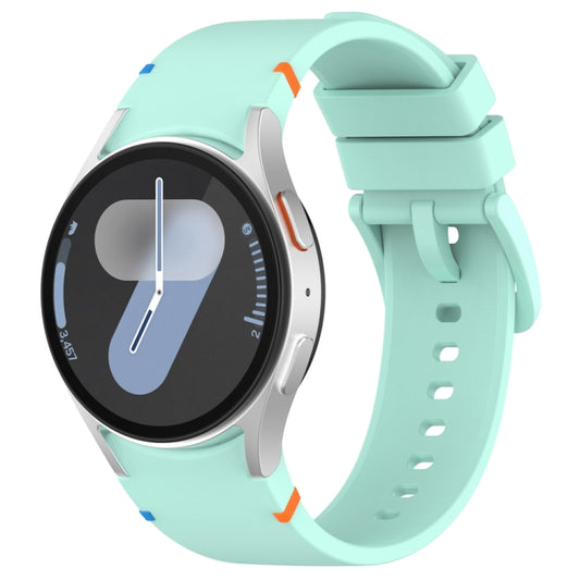 For Samsung Galaxy Watch 7 40 / 44mm Official Solid Color Stitched Silicone Watch Band(Teal) by bashfashion