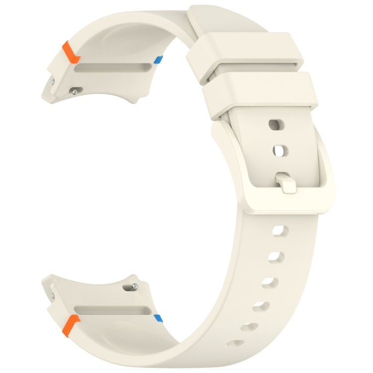 For Samsung Galaxy Watch 7 40 / 44mm Official Solid Color Stitched Silicone Watch Band(Creamy White) by bashfashion