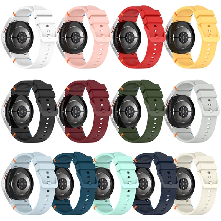 For Samsung Galaxy Watch 7 40 / 44mm Official Solid Color Stitched Silicone Watch Band(Creamy White) by bashfashion