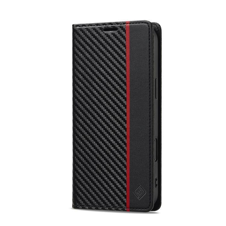 For iPhone 17 LC.IMEEKE Carbon Fiber Leather Phone Case(Vertical Black) by LC.IMEEKE
