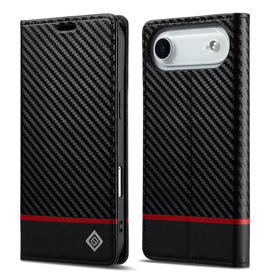 For iPhone Air LC.IMEEKE Carbon Fiber Leather Phone Case(Horizontal Black) by LC.IMEEKE