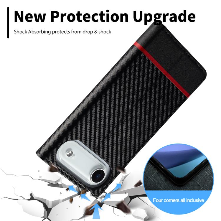 For iPhone Air LC.IMEEKE Carbon Fiber Leather Phone Case(Horizontal Black) by LC.IMEEKE