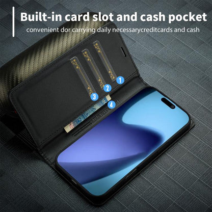 For iPhone Air LC.IMEEKE Carbon Fiber Leather Phone Case(Horizontal Black) by LC.IMEEKE