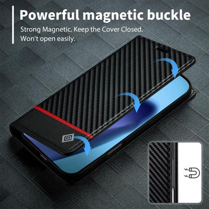 For iPhone Air LC.IMEEKE Carbon Fiber Leather Phone Case(Horizontal Black) by LC.IMEEKE