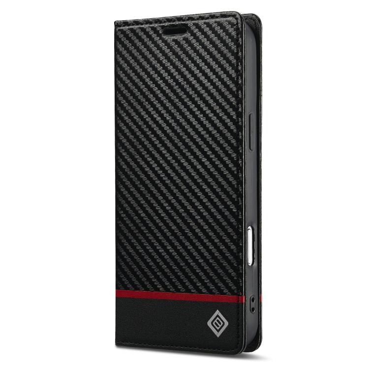 For iPhone 17 Pro LC.IMEEKE Carbon Fiber Leather Phone Case(Horizontal Black) by LC.IMEEKE