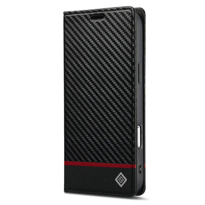 For iPhone 17 Pro LC.IMEEKE Carbon Fiber Leather Phone Case(Horizontal Black) by LC.IMEEKE