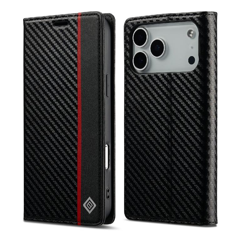 For iPhone 17 Pro Max LC.IMEEKE Carbon Fiber Leather Phone Case(Vertical Black) by LC.IMEEKE