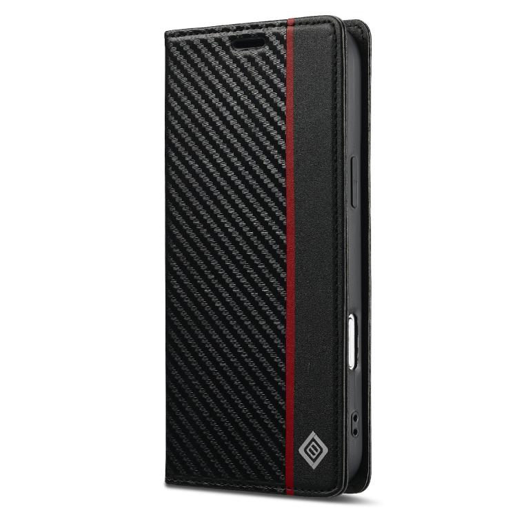 For iPhone 17 Pro Max LC.IMEEKE Carbon Fiber Leather Phone Case(Vertical Black) by LC.IMEEKE