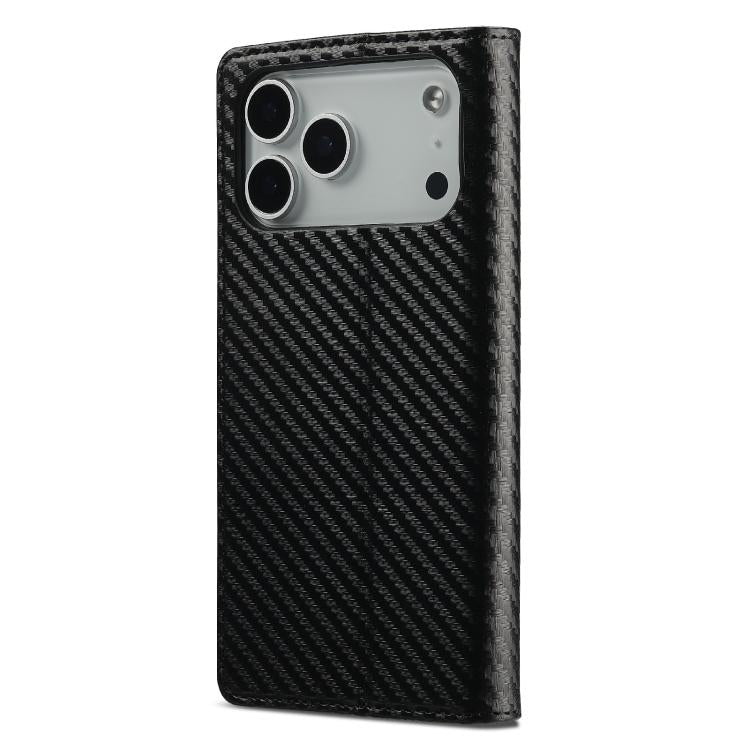 For iPhone 17 Pro Max LC.IMEEKE Carbon Fiber Leather Phone Case(Vertical Black) by LC.IMEEKE