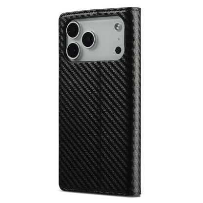 For iPhone 17 Pro Max LC.IMEEKE Carbon Fiber Leather Phone Case(Vertical Black) by LC.IMEEKE